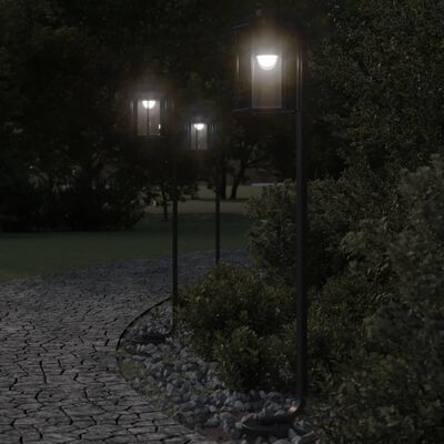 vidaXL Lampadaires d'extérieur 3 pcs noir 100 cm acier inoxydable