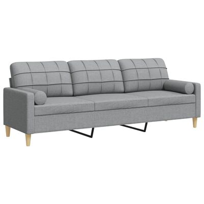 vidaXL Canapé 3 places avec oreillers gris clair 210 cm tissu