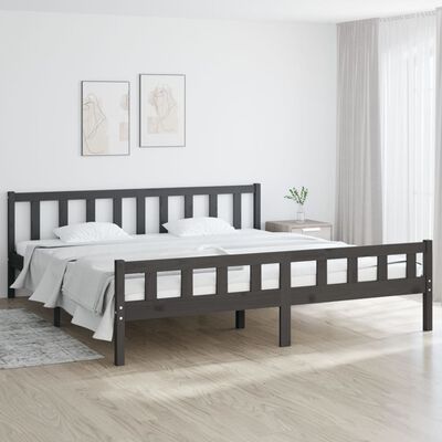 vidaXL Cadre de lit Gris Bois massif 160x200 cm