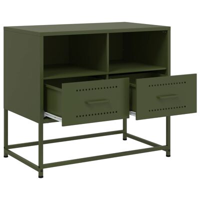 vidaXL Meuble TV vert olive 68x39x60,5 cm acier