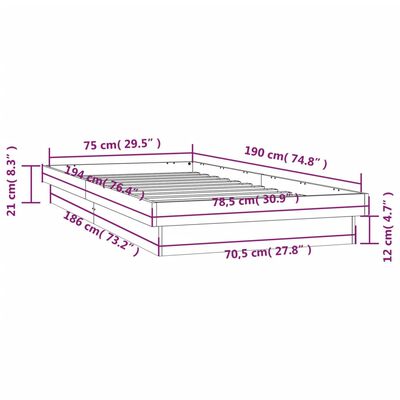 vidaXL Cadre de lit à LED sans matelas blanc bois massif