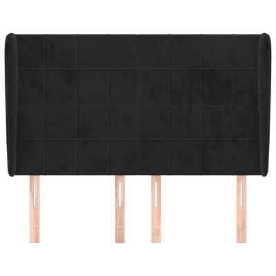 vidaXL Tête de lit avec oreilles Noir 147x23x118/128 cm Velours