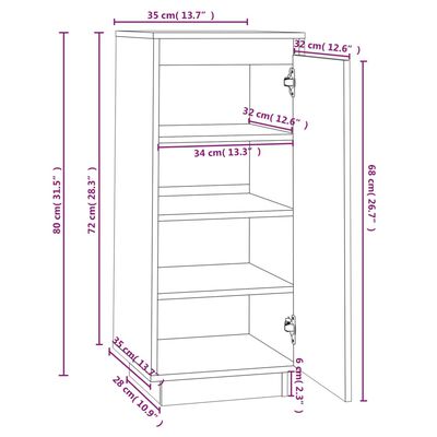 vidaXL Armoire à chaussures Noir 35x35x80 cm Bois de pin massif