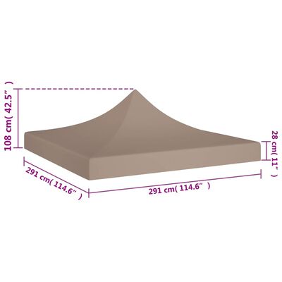 vidaXL Toit de tente de réception 3x3 m Taupe 270 g/m²