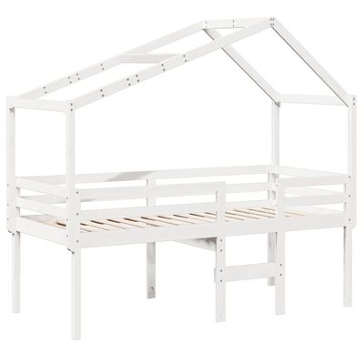 vidaXL Lit haut avec toit blanc 75x190 cm bois de pin massif