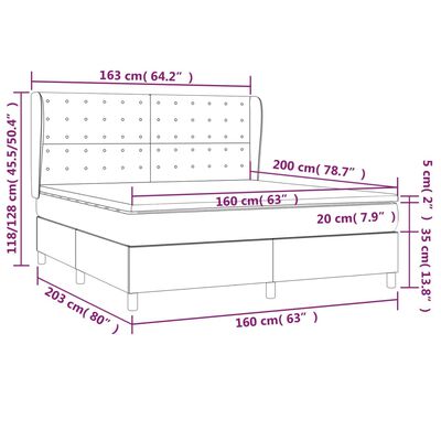 vidaXL Sommier à lattes de lit avec matelas Gris clair 160x200cm Tissu