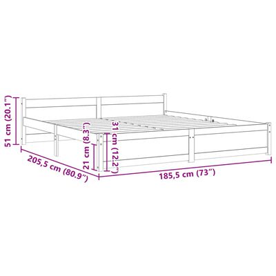 vidaXL Cadre de lit Noir Bois massif 180x200 cm Super King