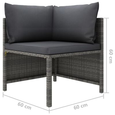 vidaXL Salon de jardin 3 pcs avec coussins Résine tressée Gris