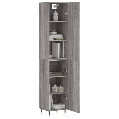 vidaXL Buffet haut Sonoma gris 34,5x34x180 cm Bois d'ingénierie