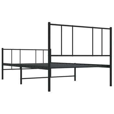 vidaXL Cadre de lit métal sans matelas avec pied de lit noir 100x190cm