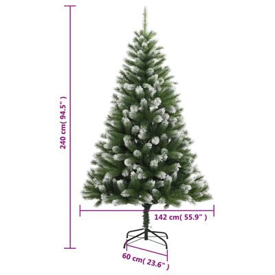 vidaXL Sapin de Noël artificiel à charnières avec neige floquée 240 cm