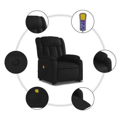 vidaXL Fauteuil inclinable de massage électrique noir similicuir