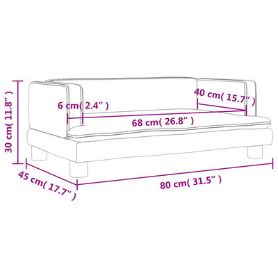 vidaXL Canapé pour enfants gris 80x45x30 cm similicuir