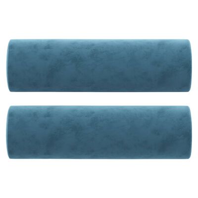 vidaXL Coussins décoratifs lot de 2 Bleu Ø15x50 cm Velours