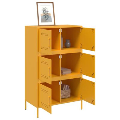 vidaXL Buffet haut jaune moutarde 68x39x113 cm acier