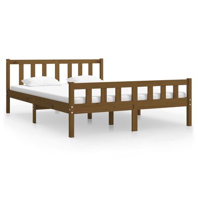 vidaXL Cadre de lit Marron miel Bois massif 140x190 cm