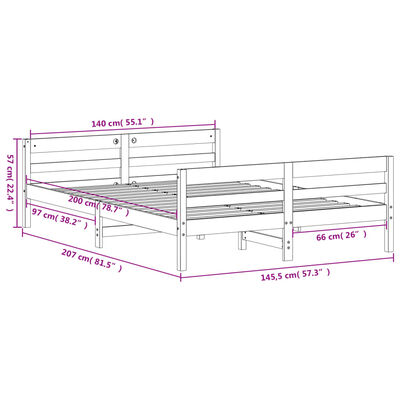 vidaXL Cadre de lit sans matelas blanc 140x200 cm bois de pin massif