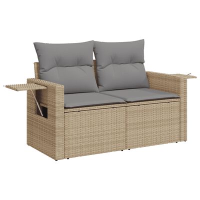 vidaXL Salon de jardin avec coussins 7pcs mélange beige résine tressée