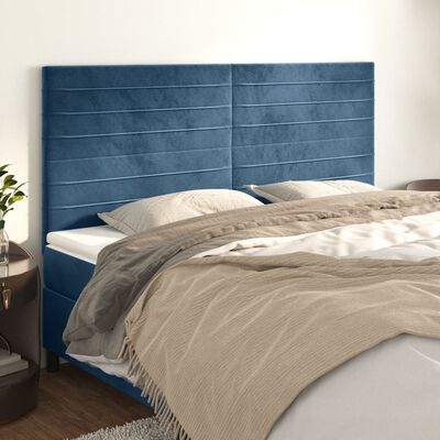 vidaXL Têtes de lit 4 pcs Bleu foncé 80x5x78/88 cm Velours