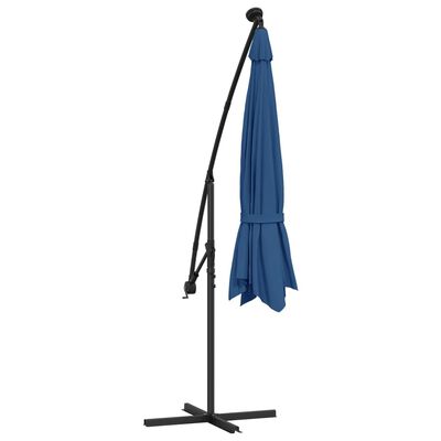 vidaXL Parasol déporté avec lumières LED Bleu azuré 350 cm