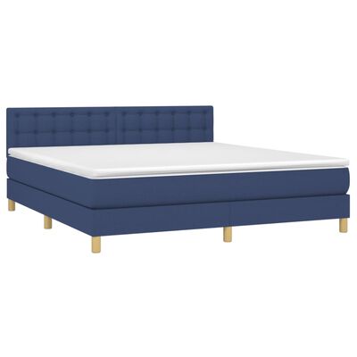 vidaXL Sommier à lattes de lit avec matelas LED Bleu 180x200 cm Tissu