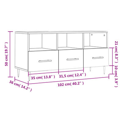 vidaXL Meuble TV Blanc brillant 102x36x50 cm Bois d'ingénierie