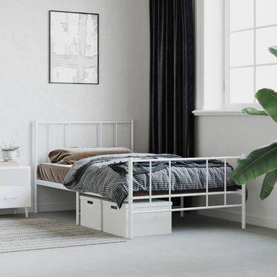 vidaXL Cadre de lit métal sans matelas et pied de lit blanc 100x200 cm