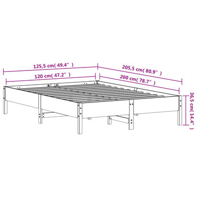 vidaXL Cadre de lit sans matelas cire marron 120x200cm bois pin massif