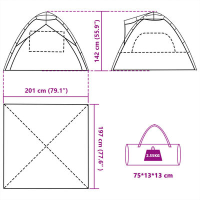 vidaXL Tente de plage 3 personnes libération rapide imperméable