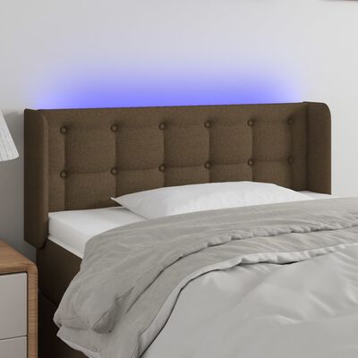 vidaXL Tête de lit à LED Marron foncé 93x16x78/88 cm Tissu