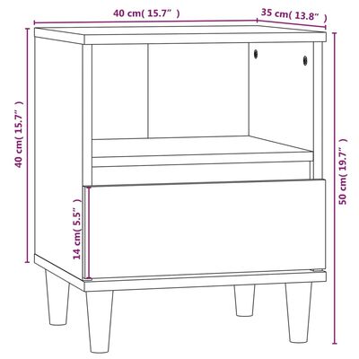 vidaXL Table de chevet Chêne marron 40x35x50 cm