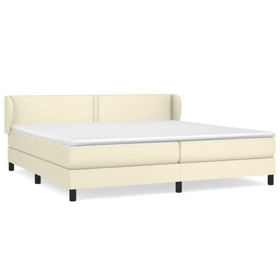 vidaXL Sommier à lattes de lit avec matelas Crème 200x200cm Similicuir