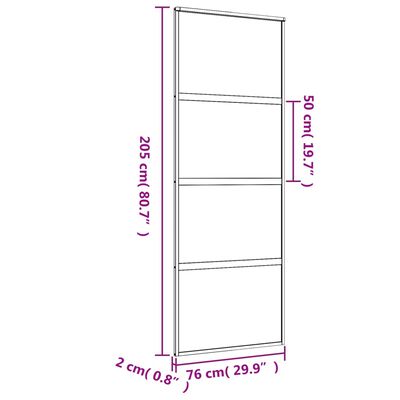 vidaXL Porte coulissante doré 76x205 cm verre ESG clair et aluminium