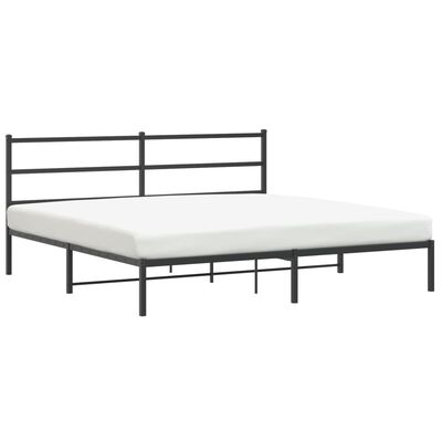 vidaXL Cadre de lit métal sans matelas avec tête de lit noir 200x200cm