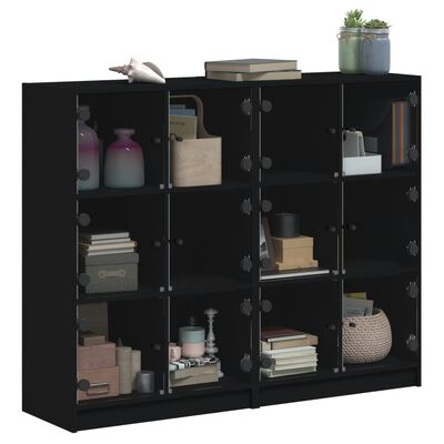 vidaXL Bibliothèque avec portes noir 136x37x109 cm bois d'ingénierie