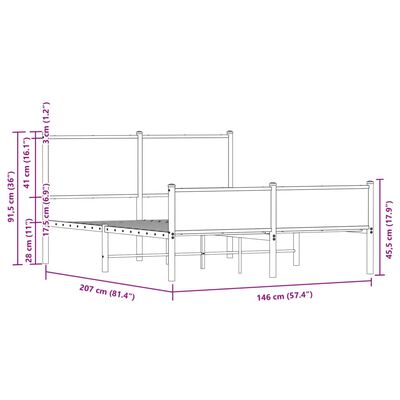 vidaXL Cadre de lit métal avec tête de lit et pied de lit 140x200 cm