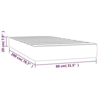 vidaXL Matelas de lit à ressorts ensachés Gris 80x200x20 cm Similicuir