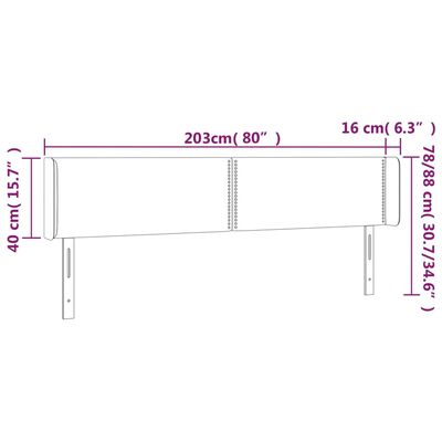 vidaXL Tête de lit avec oreilles Gris foncé 203x16x78/88 cm Tissu