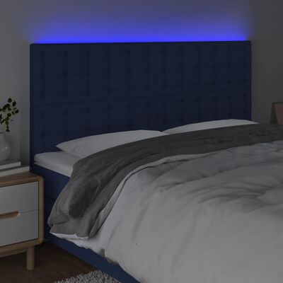 vidaXL Tête de lit à LED Bleu 180x5x118/128 cm Tissu