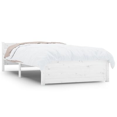 vidaXL Cadre de lit Blanc Bois massif 90x190 cm Simple