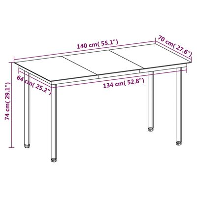 vidaXL Ensemble à manger de jardin coussins 7 pcs Résine tressée Verre