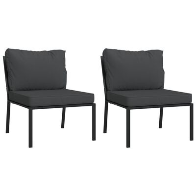 vidaXL Chaises de jardin avec coussins gris lot de 2 60x74x79 cm acier