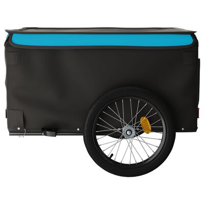 vidaXL Remorque de vélo noir et bleu 45 kg fer