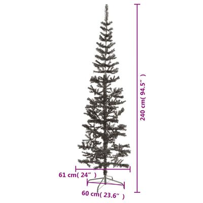 vidaXL Sapin de Noël étroit Noir 240 cm