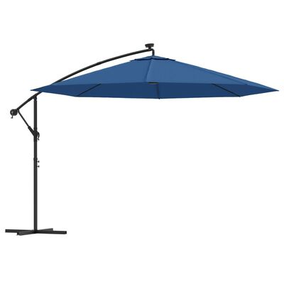 vidaXL Parasol déporté avec lumières LED Bleu azuré 350 cm