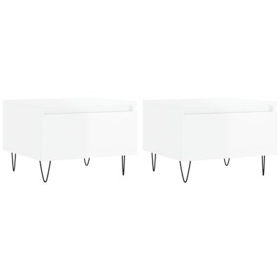 vidaXL Tables basses 2 pcs blanc brillant 50x46x35cm bois d'ingénierie