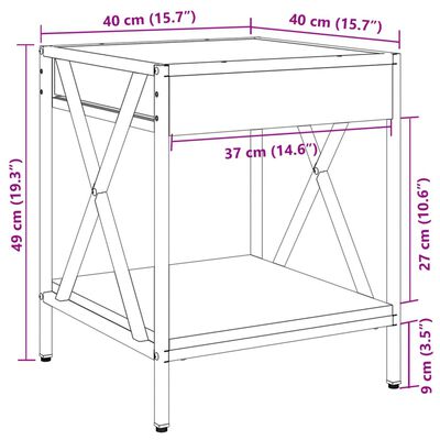 vidaXL Table basse avec LED Infinity noir 40x40x49 cm