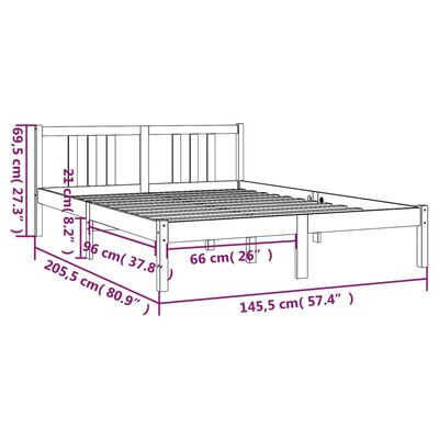 vidaXL Cadre de lit sans matelas blanc bois massif 140x200 cm