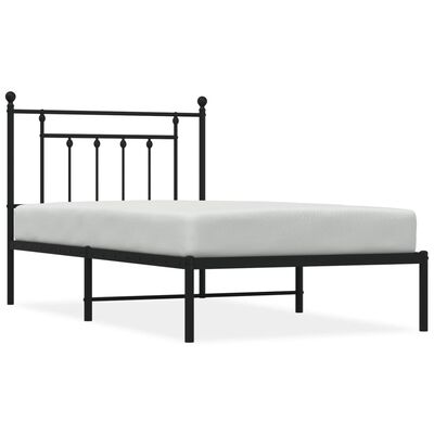 vidaXL Cadre de lit métal sans matelas avec tête de lit noir 100x190cm