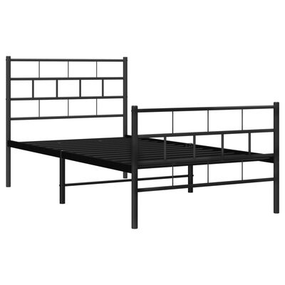 vidaXL Cadre de lit métal sans matelas et pied de lit noir 100x200 cm